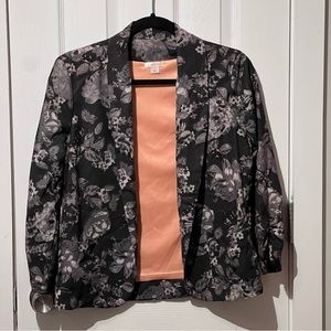 Gray Floral Fitted Blazer